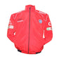 Red racing jacket with various logos on a white background