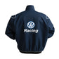Navy blue jacket with Volkswagen Racing logo on a white background