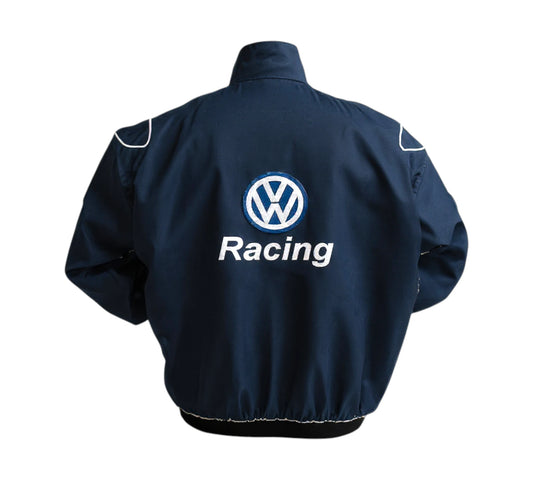 Navy blue jacket with Volkswagen Racing logo on a white background