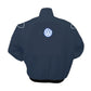 Navy blue jacket with Volkswagen logo on the back against a white background