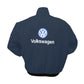 Navy blue jacket with Volkswagen logo on the back against a white background