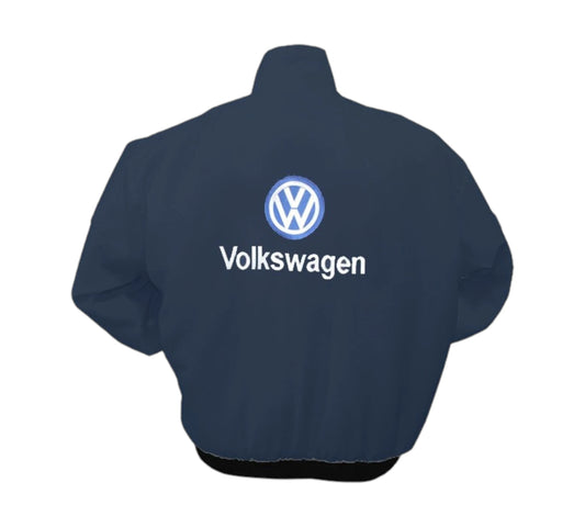 Navy blue jacket with Volkswagen logo on the back against a white background