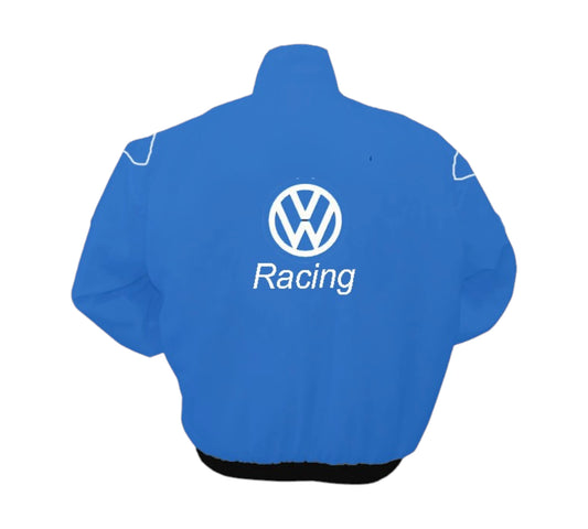 Blue jacket with Volkswagen Racing logo on a white background