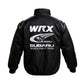 Black jacket with Subaru WRX branding on a white background