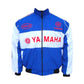 Blue and white jacket with Yamaha branding on a white background