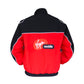 Red and black jacket with Virgin Mobile logo on a white background
