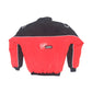 Black and red jacket with Virgin Mobile logo on a white background